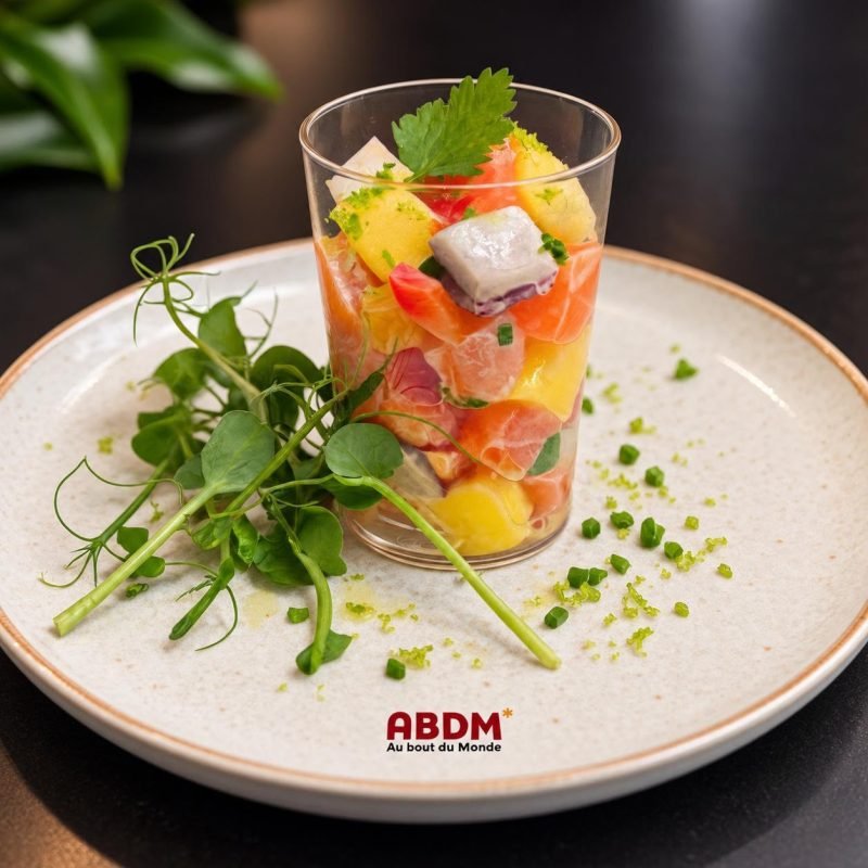 Verrine tartare de saumon mangue et citron vert