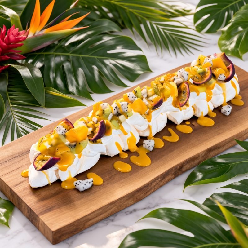 Pavlova à partager aux fruits exotiques (10 personnes)
