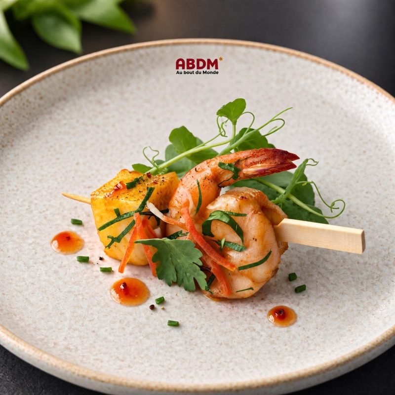 Brochette de crevette et ananas